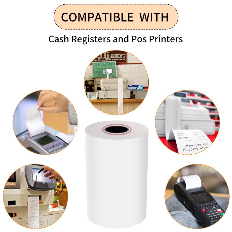 Tapsin 3-1/8"" x 119' Thermal Receipt Paper, Pos Receipt Paper, Cash Register Rolls, Receipt Roll for 80mm Thermal POS Printer, 10 Rolls - Image 5